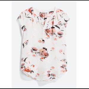 XS Fun2Fun White Floral Walden Split Neck Blouse